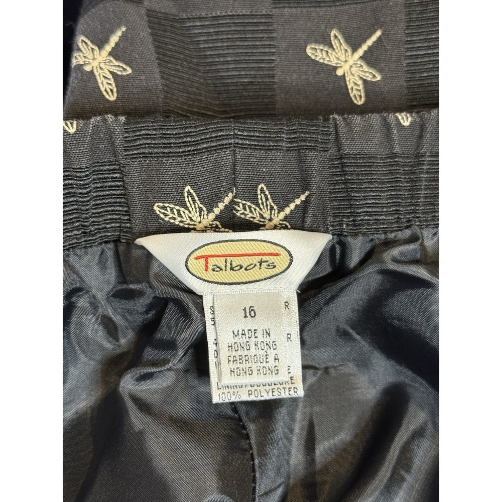 Vintage Talbots Women's Sz 16 Dragonfly Embroidered Cotton Straight Crop Pant - Picture 6 of 8